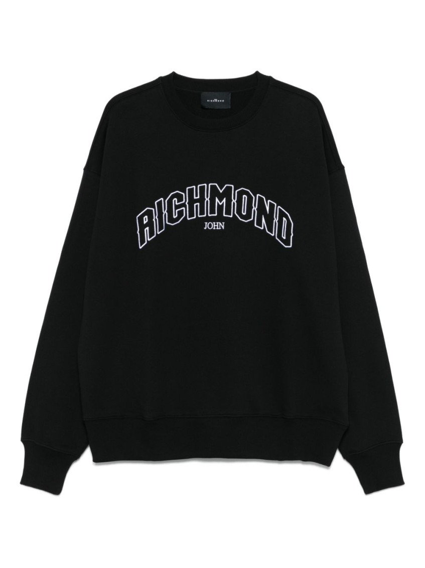 John Richmond Relaxed Fit Black Sweatshirt With Bold Logo In Black