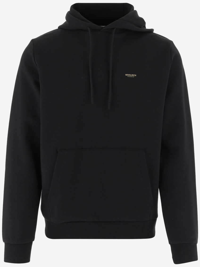 Woolrich Stretch Cotton Blend Sweatshirt With Logo In Black