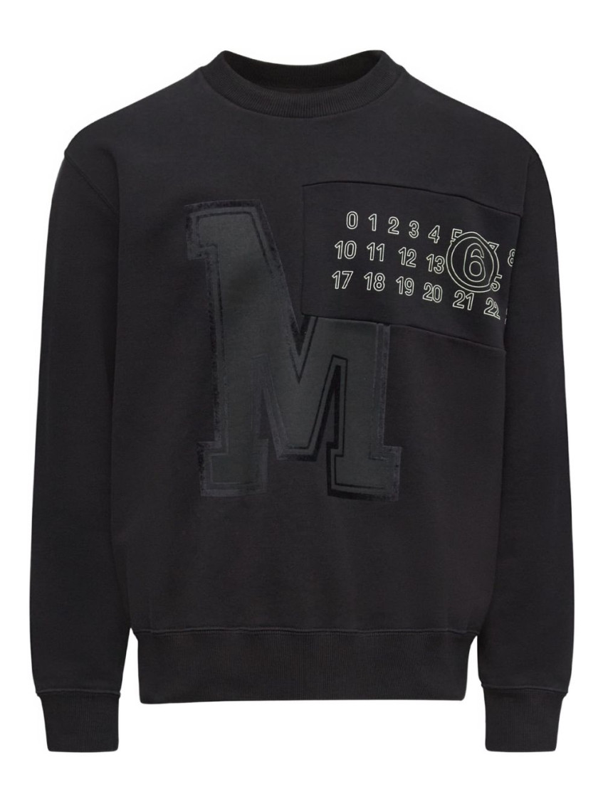 Mm6 Maison Margiela Numeric Motif Embroidered Sweatshirt In Black
