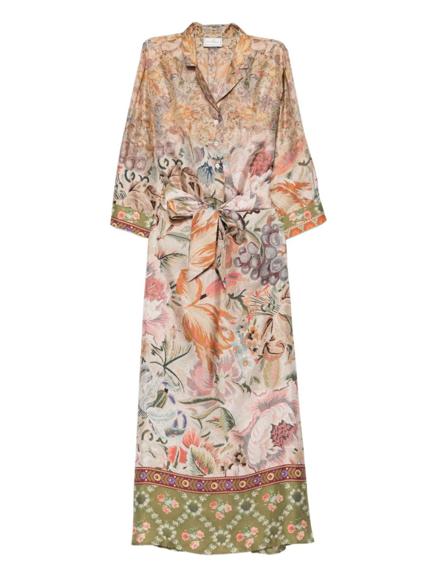 Pierre-louis Mascia Pierre Louis Mascia Printed Silk Long Dress In Multi