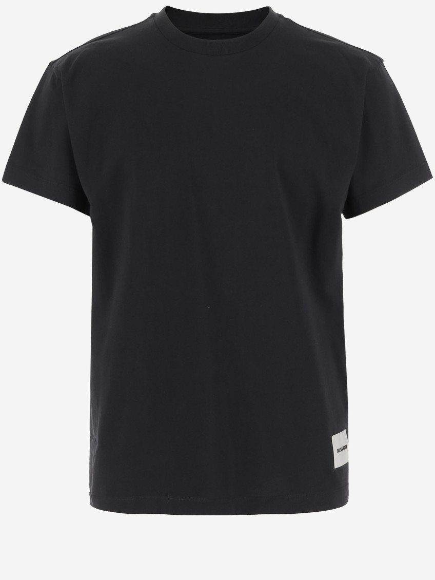 Jil Sander Set Of Three Cotton T-shirts In Black