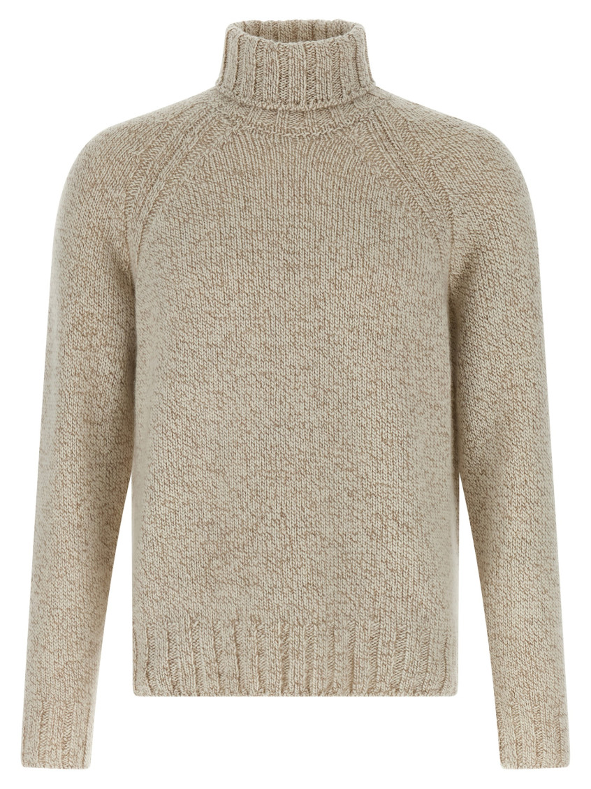 Zegna Cashmere Turtleneck Sweater Sweaters And Cardigans Beige In Neutral