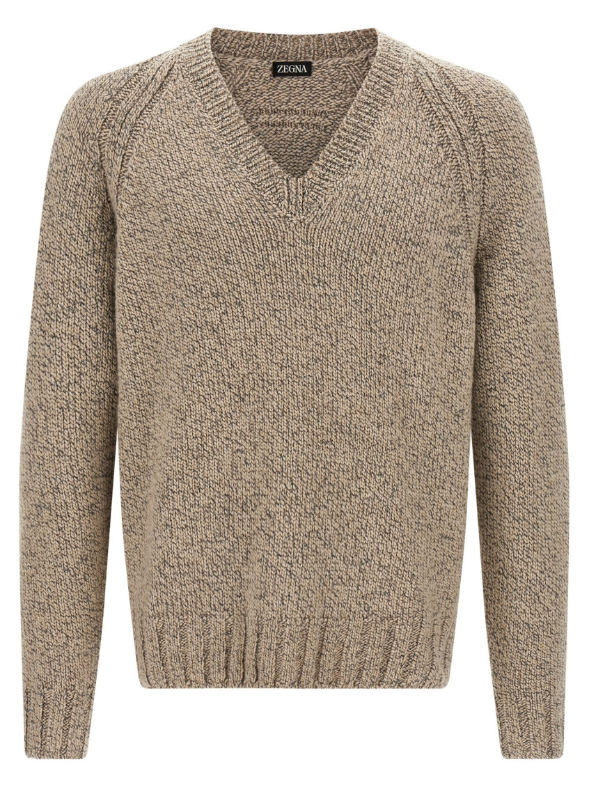 Zegna Cashmere Sweater Sweaters And Cardigans Beige In Brown