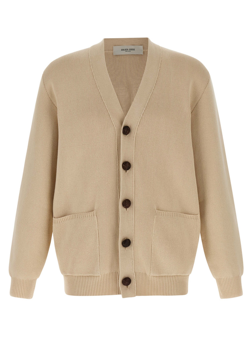 Golden Goose Beige Darryl Textured Cardigan Sweater In Neutral