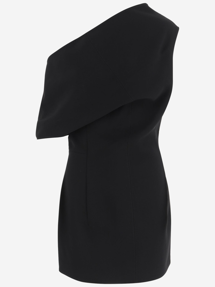 Jacquemus Pesce Draped One-shoulder Mini Dress In Black