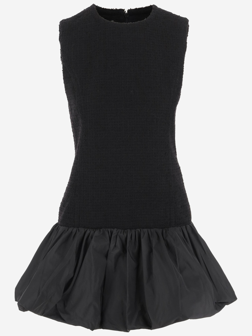 Patou Wool Blend Dress With Ruffles In Black