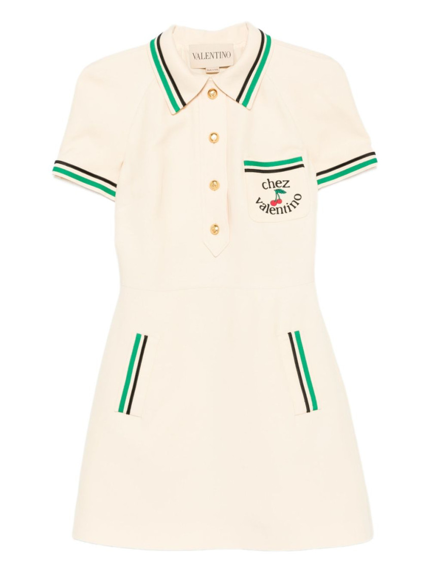 Valentino Crepe Couture Minidress In Neutral