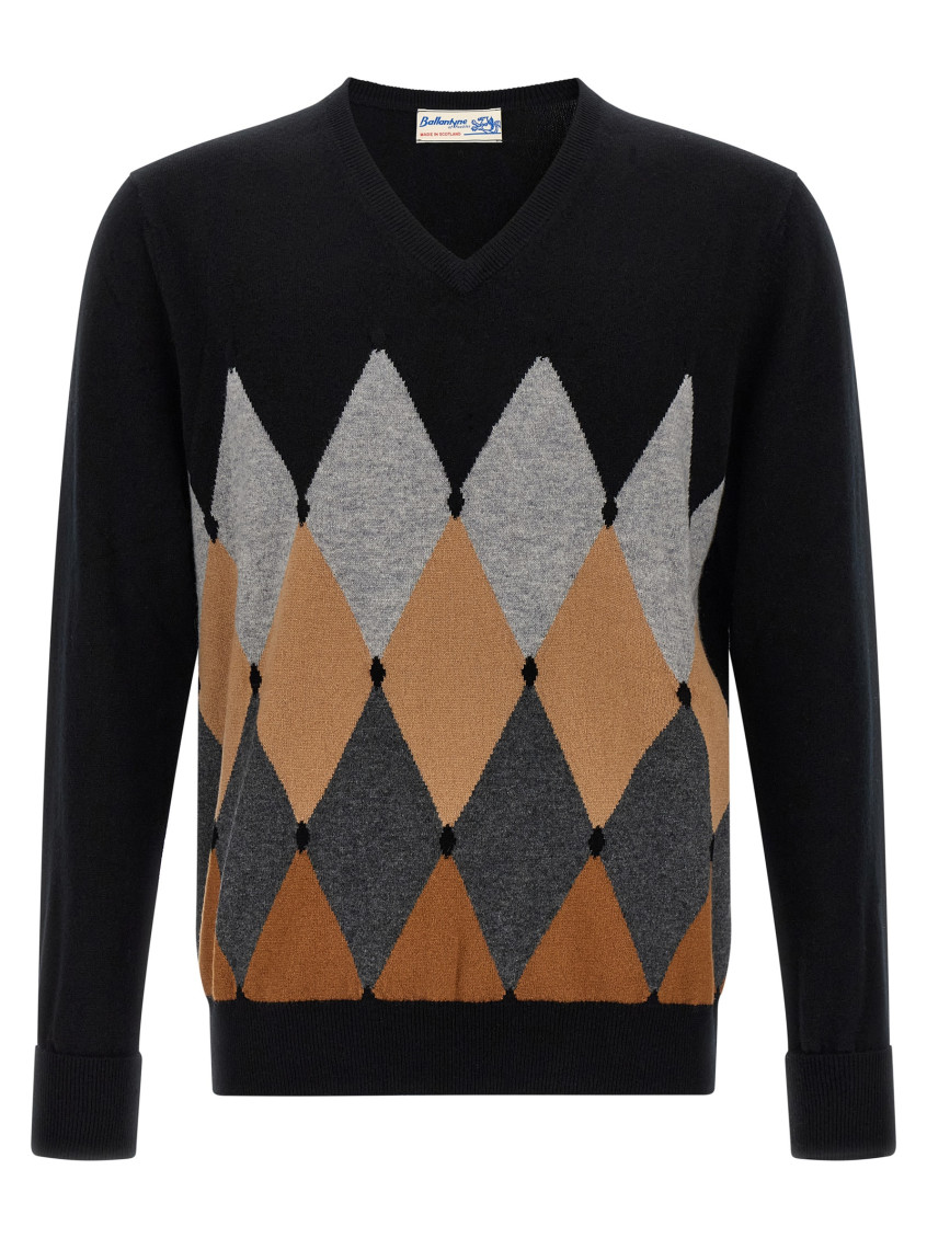 Ballantyne Argyle Pattern Sweater Sweaters And Cardigans Black In Black
