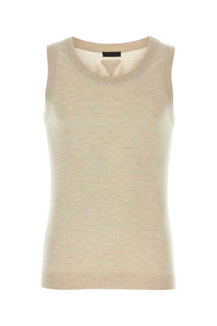 Prada Melange Sand Wool Tank Top for Men Online India at Darveys.com