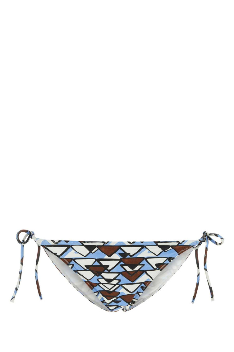 Prada Multicolor Printed Nylon Bikini Bottom In Multicolor