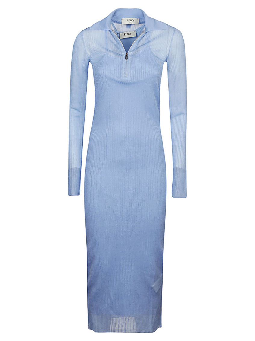 Fendi Light-blue Silk Blend Dress In Light Blue