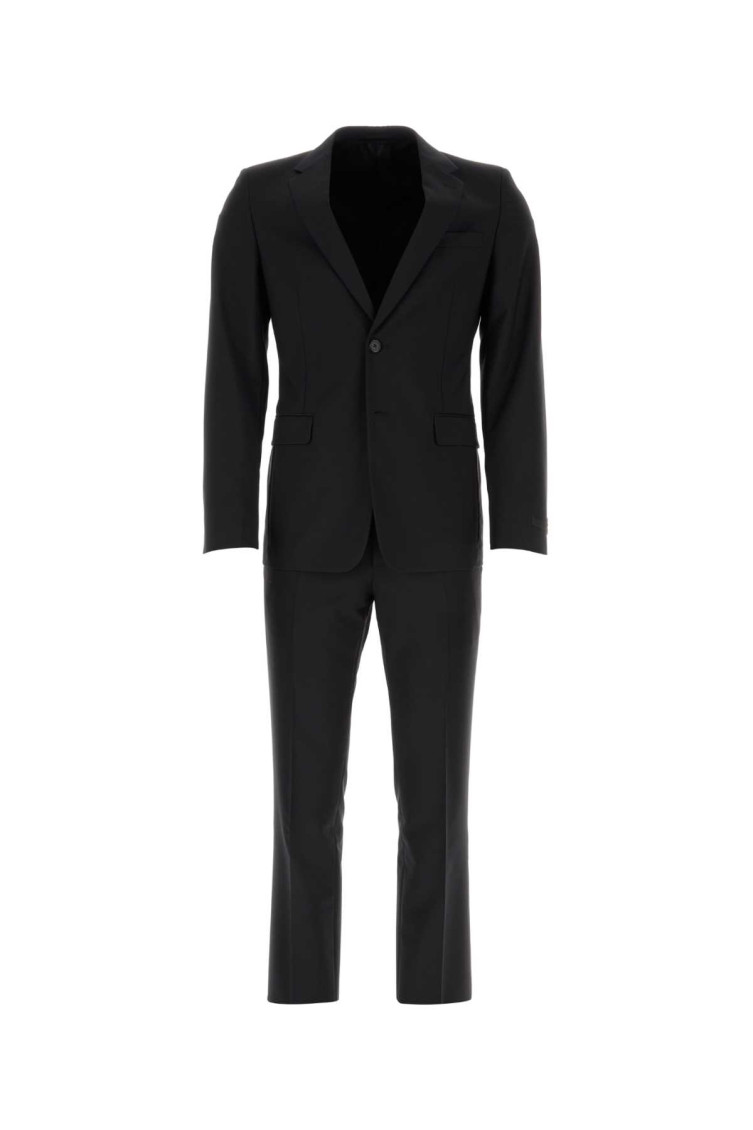 Prada Suit Wool Blend Notch Lapels In Black