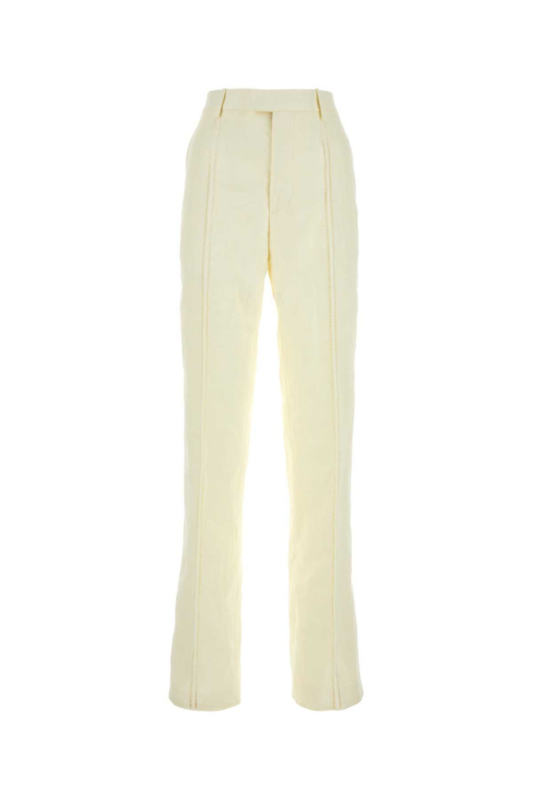 Bottega Veneta Linen Wide-leg Pants For Modern Women In Off White