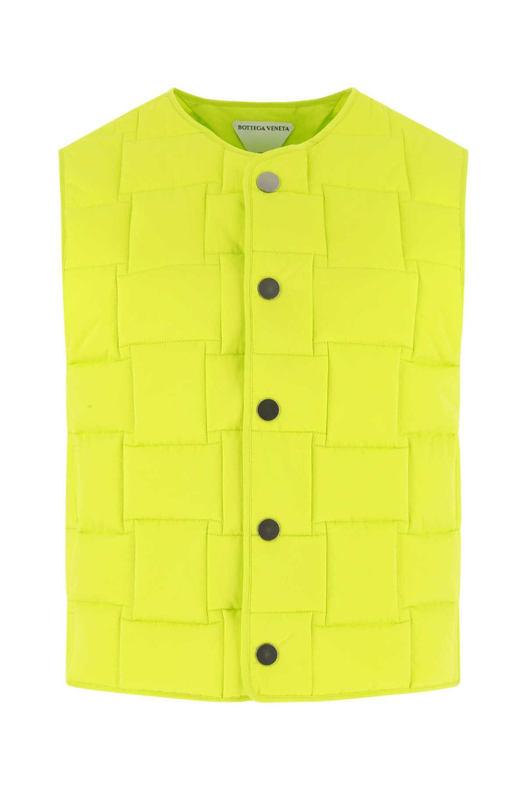 Bottega Veneta Technical Nylon Vest With All-over Woven Pattern In Green