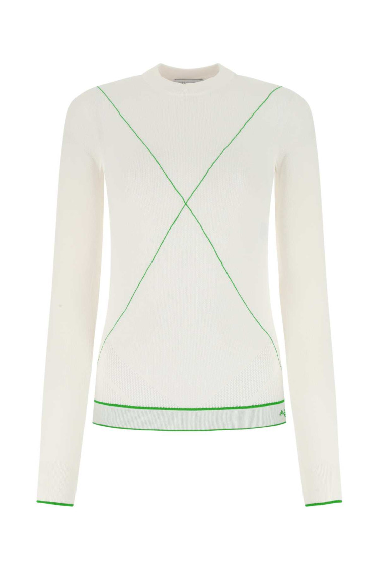 Shop Bottega Veneta White Round Neck Sweater