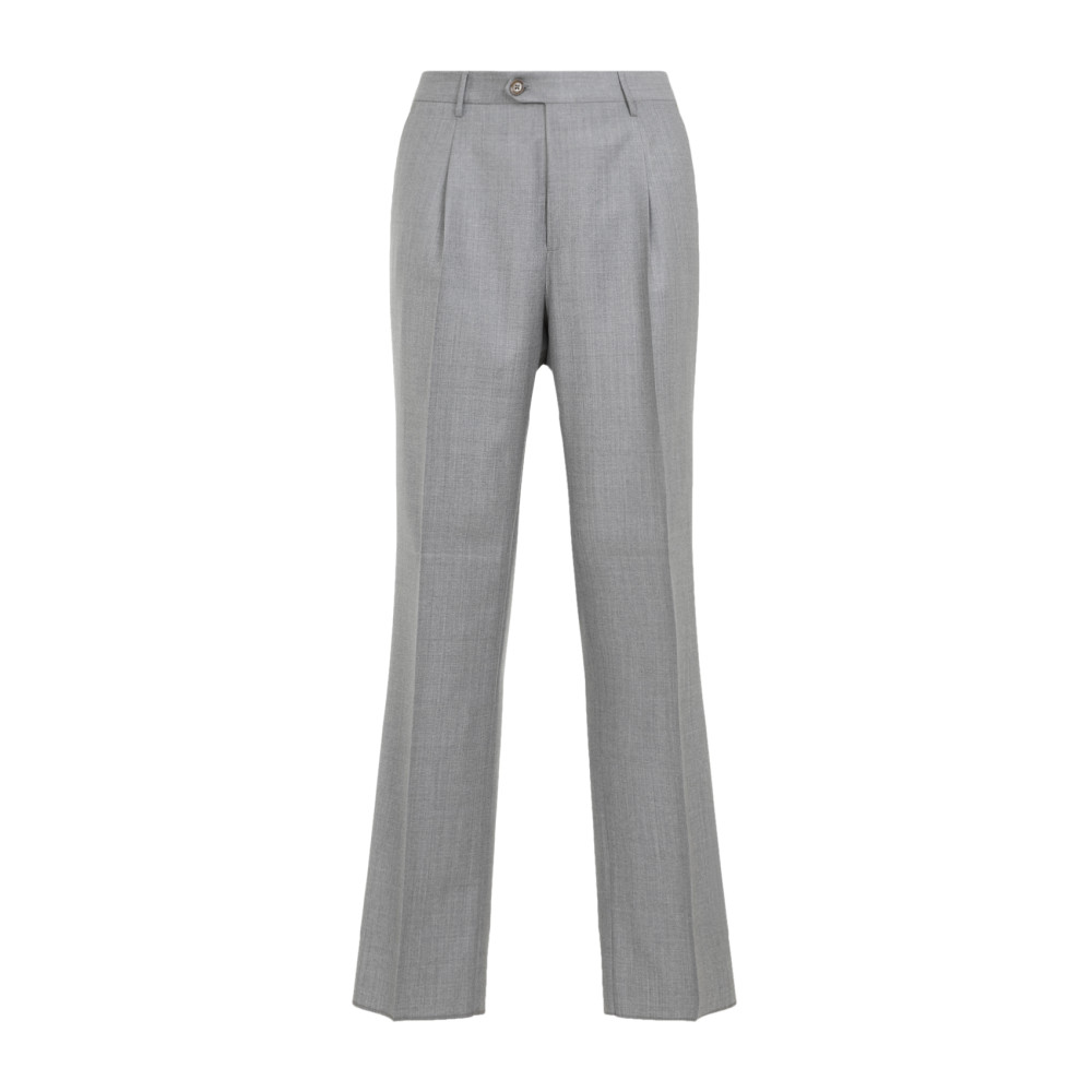 Etro Single Pleat Pants In Wool In Grey