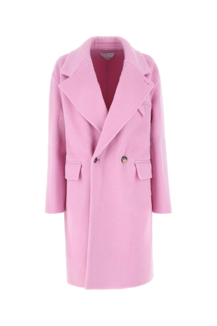 Bottega Veneta Double-breasted Wool Blend Coat In Multicolor