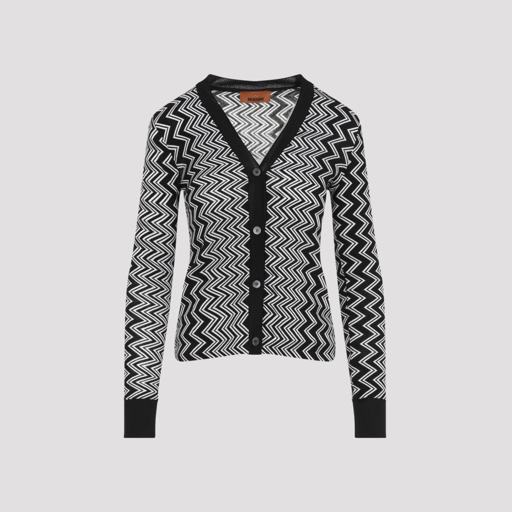 Shop Missoni Black Wool Buttoned Cardigan