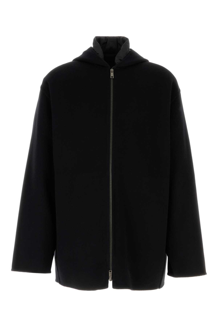 Prada Silk Padded Hooded Jacket In Black