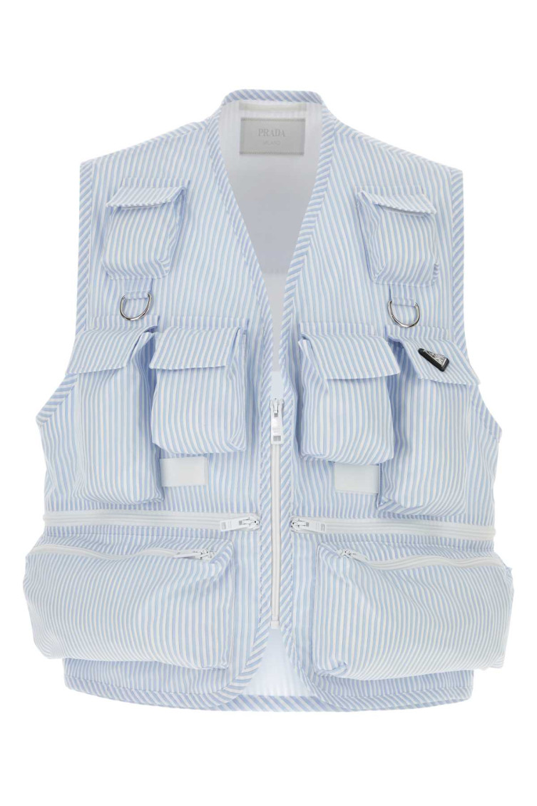 Prada Striped Sleeveless Vest With D-ring Accents In Multicolor