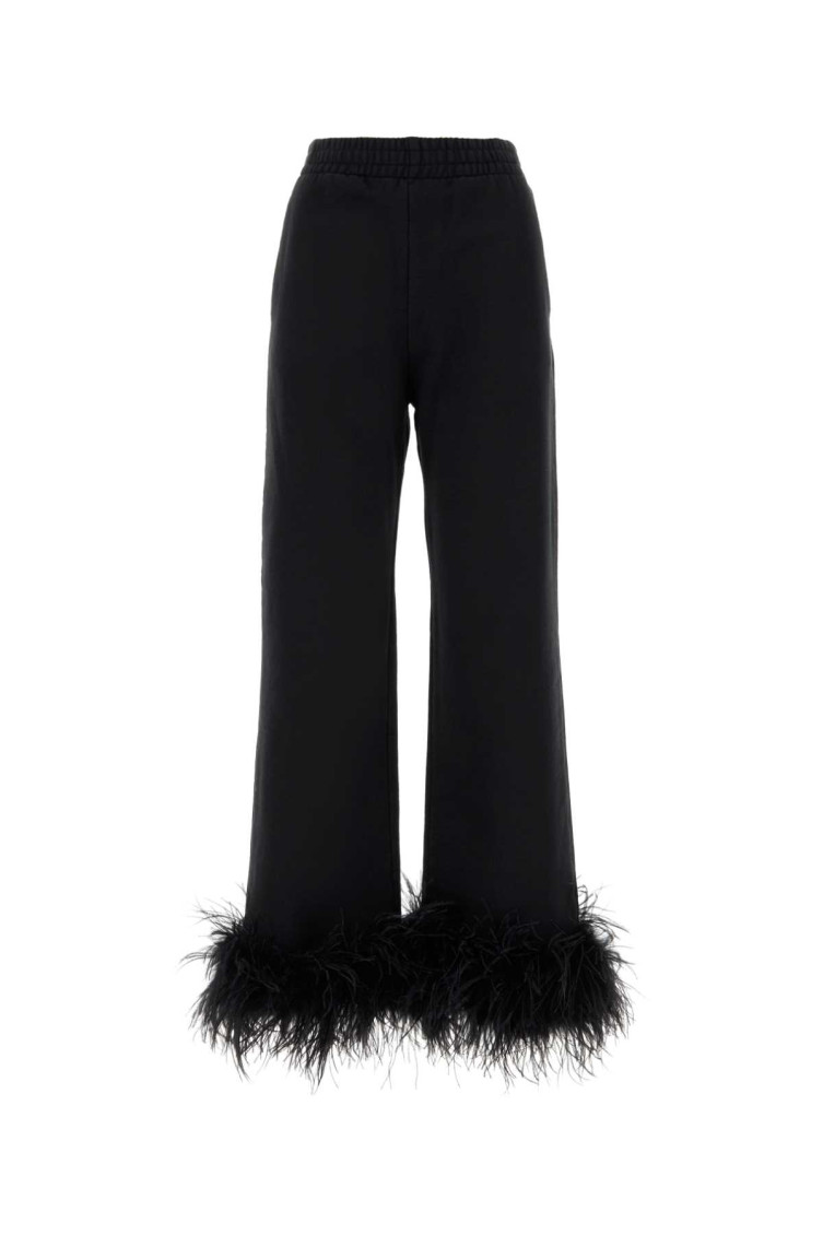 Prada Jogginghose Aus Baumwollfleece Mit Federbesatz In Black