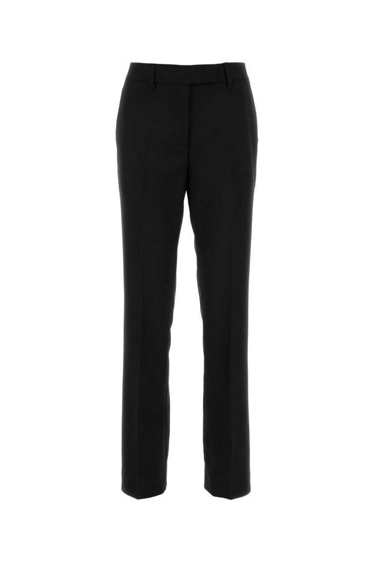 Prada Wool Trousers With Cropped Length And Front Crease In Black