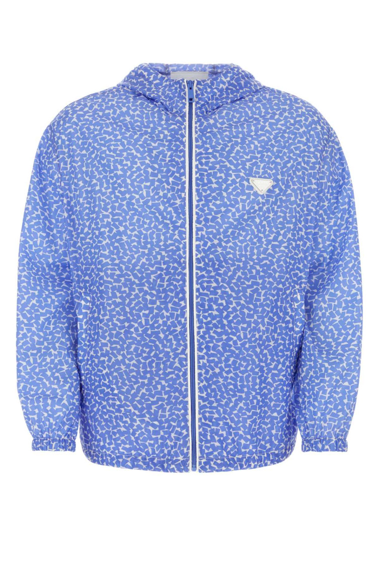 PRADA BLUE PRINTED WINDBREAKER