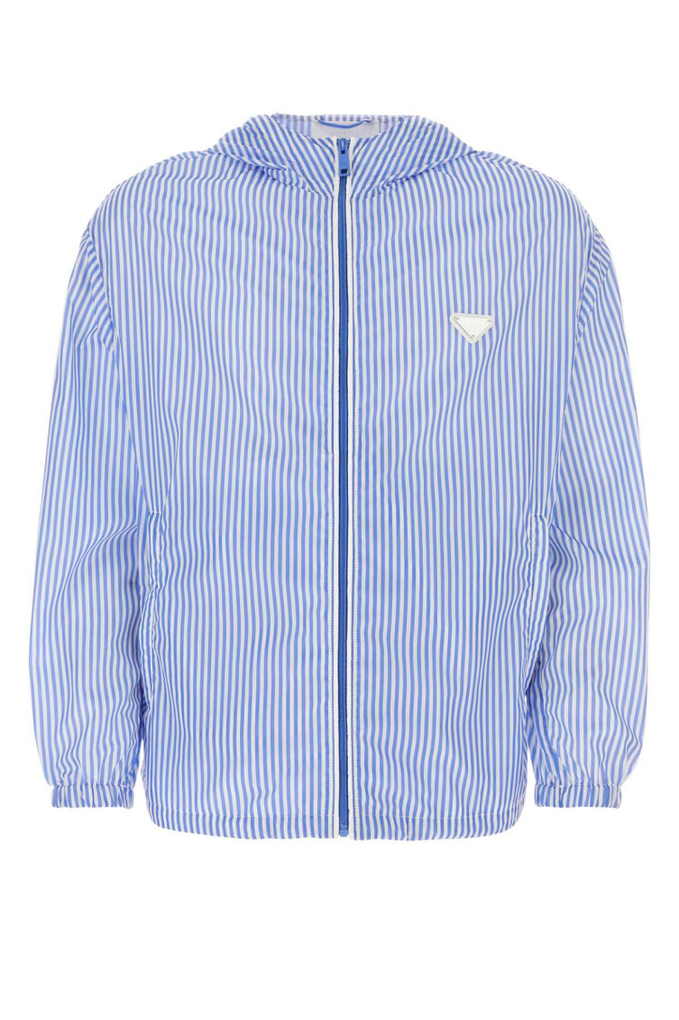 PRADA BLUE LOGO PATCH WINDBREAKER