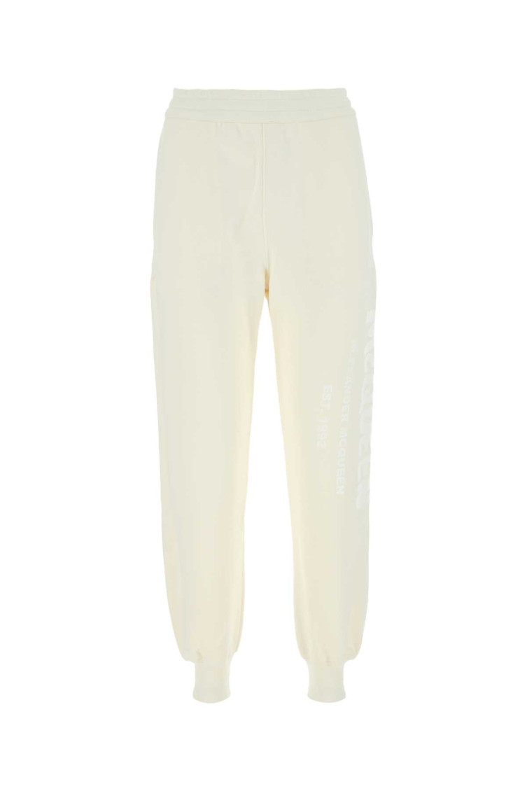Alexander Mcqueen Graffiti Print Cotton Joggers In White