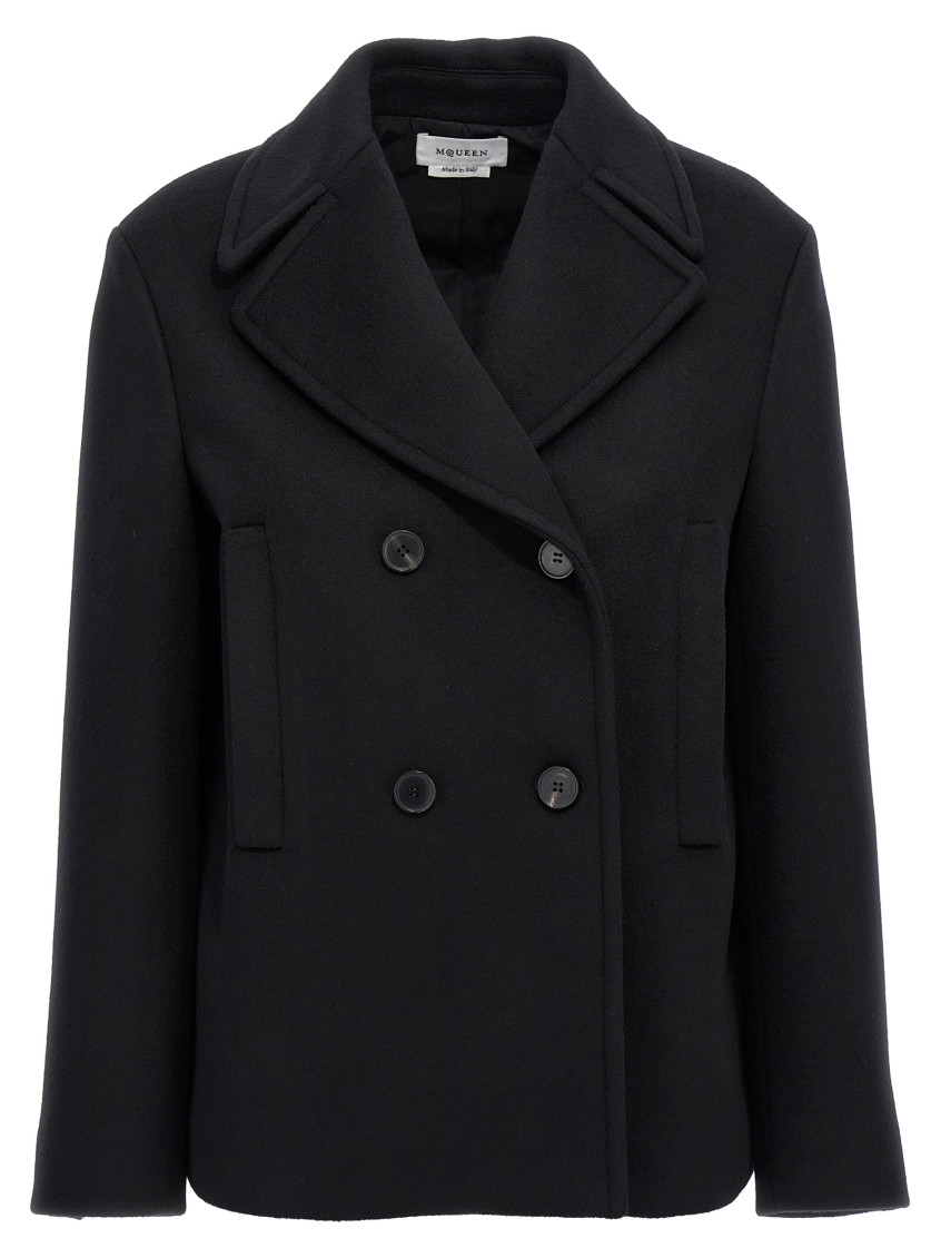 Alexander Mcqueen Black Felt Double Breasted Blazer In Black