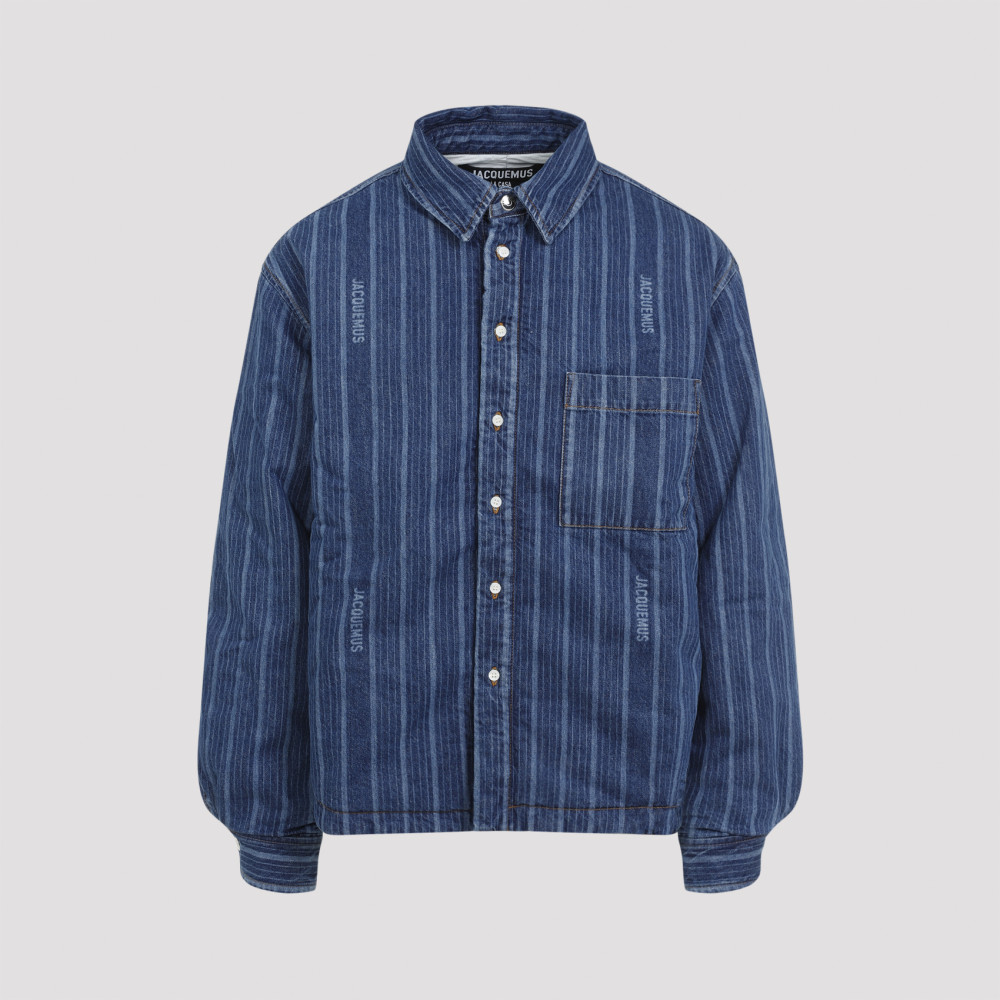 Jacquemus La Chemise Boulanger Blue Stripe Cotton Shirt In Blue