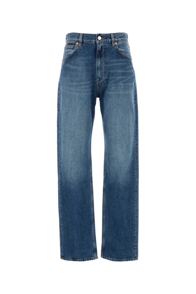Shop Valentino Denim D Rise Jeans In Blue
