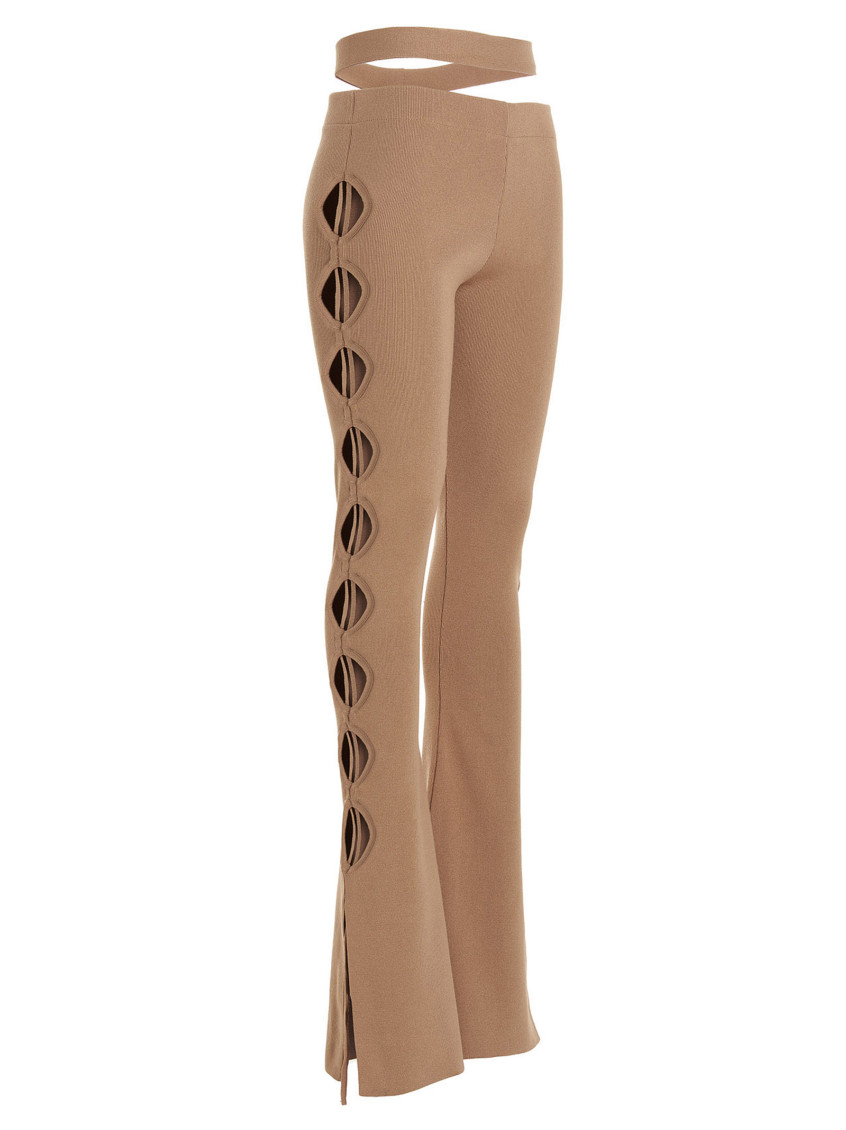 パンツ ANDREADAMO Cut out pants with lacing (ADFW22PA08770476 002) Andreadamo Beige Cut Out Pants With Lacing for Women Online