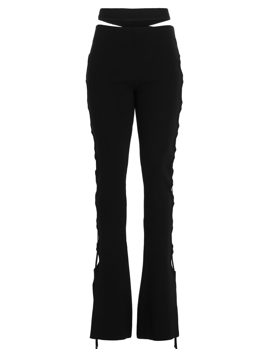 Shop Andreädamo Black Cut Out Pants With Lacing
