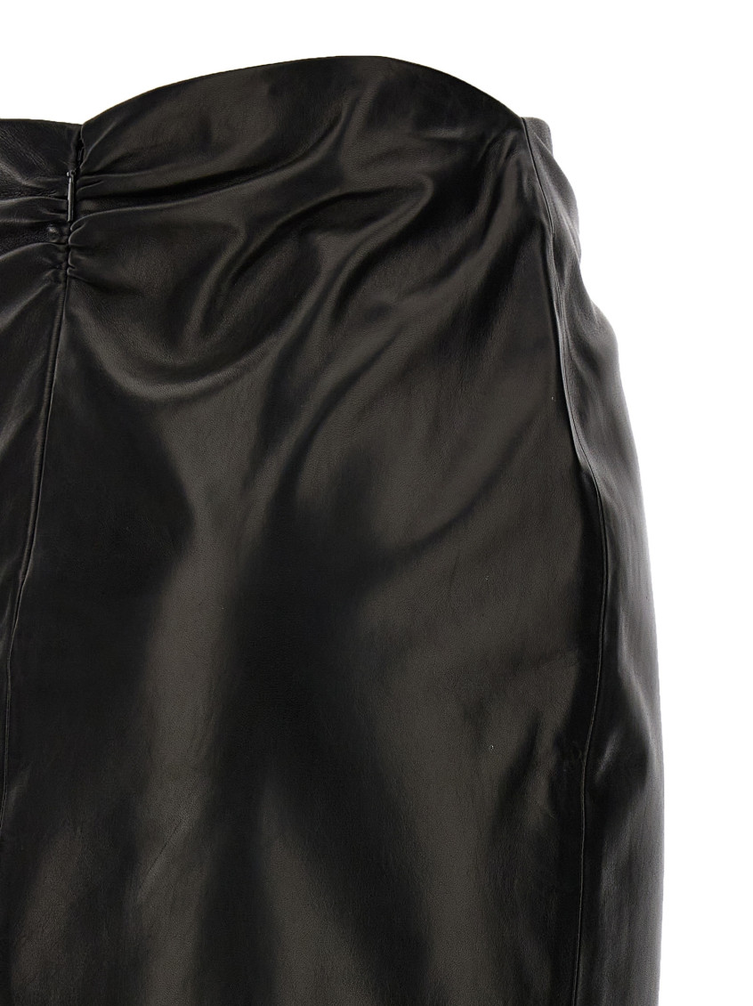 スカート Saint Laurent Ruched detail leather skirt bfb66544a2b4b46ab511606a727f25