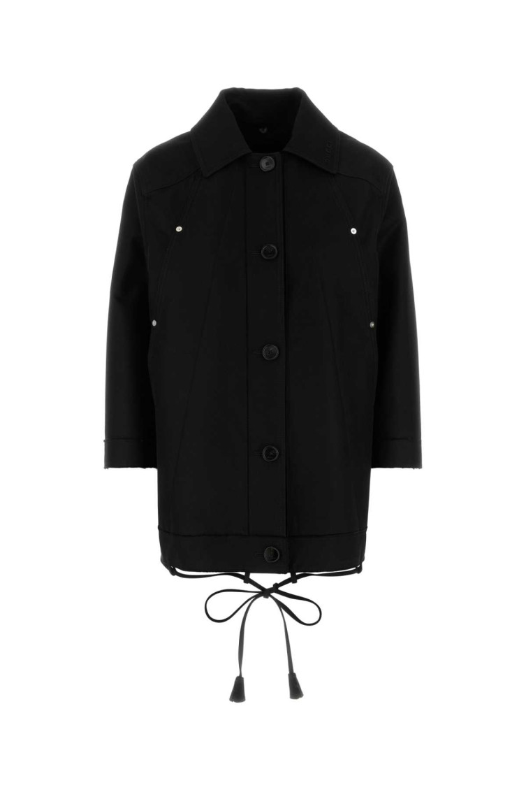 Gucci Short Cotton Car Coat In Black