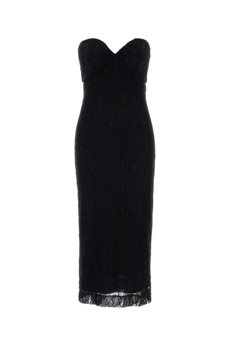 Dolce & Gabbana Strapless Lace Dress In Black