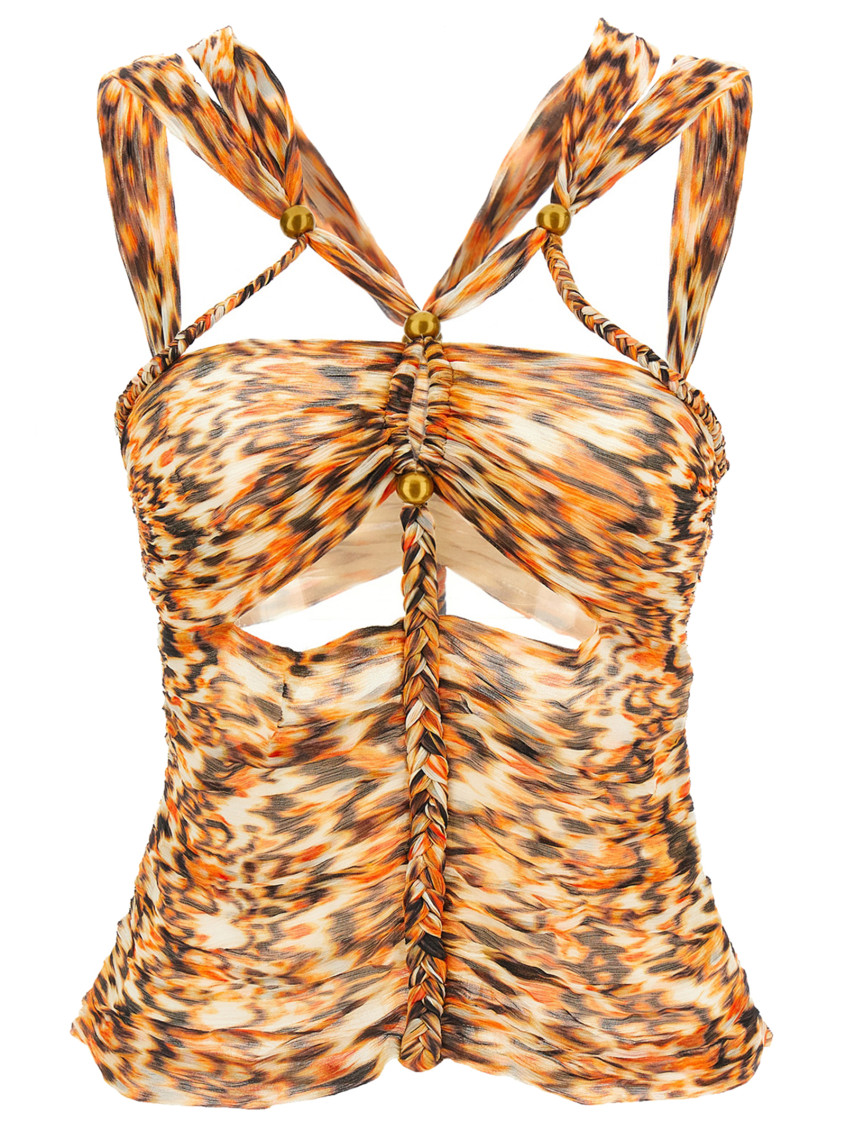 Isabel Marant 'braided Straps Cut-out Fitted Top' In Orange