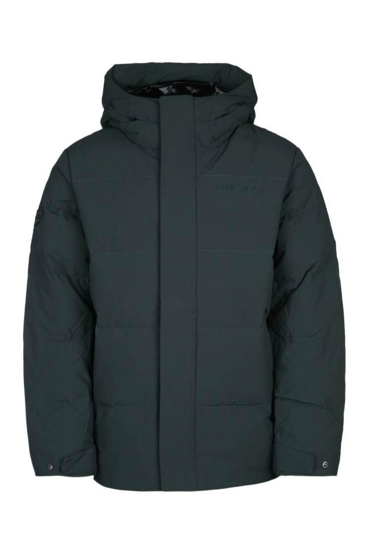 Duvetica Adjustable Hooded Long Sleeves Padded Coat In Green