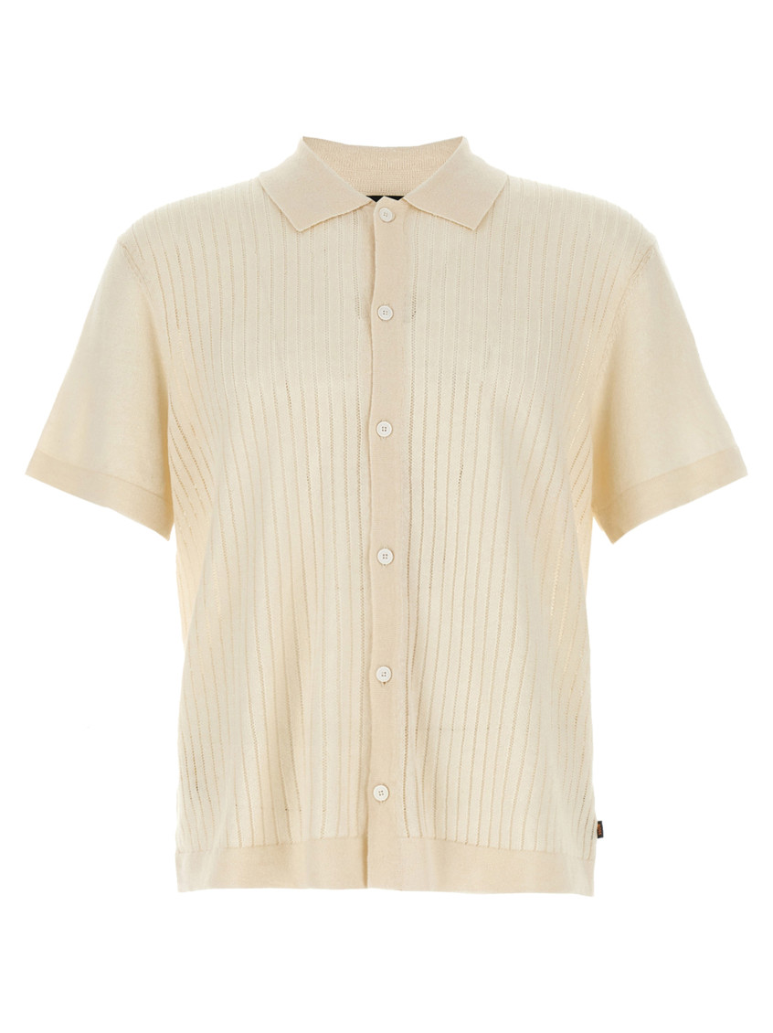 Hugo Boss Knitted Shirt Shirt And Blouse White In White