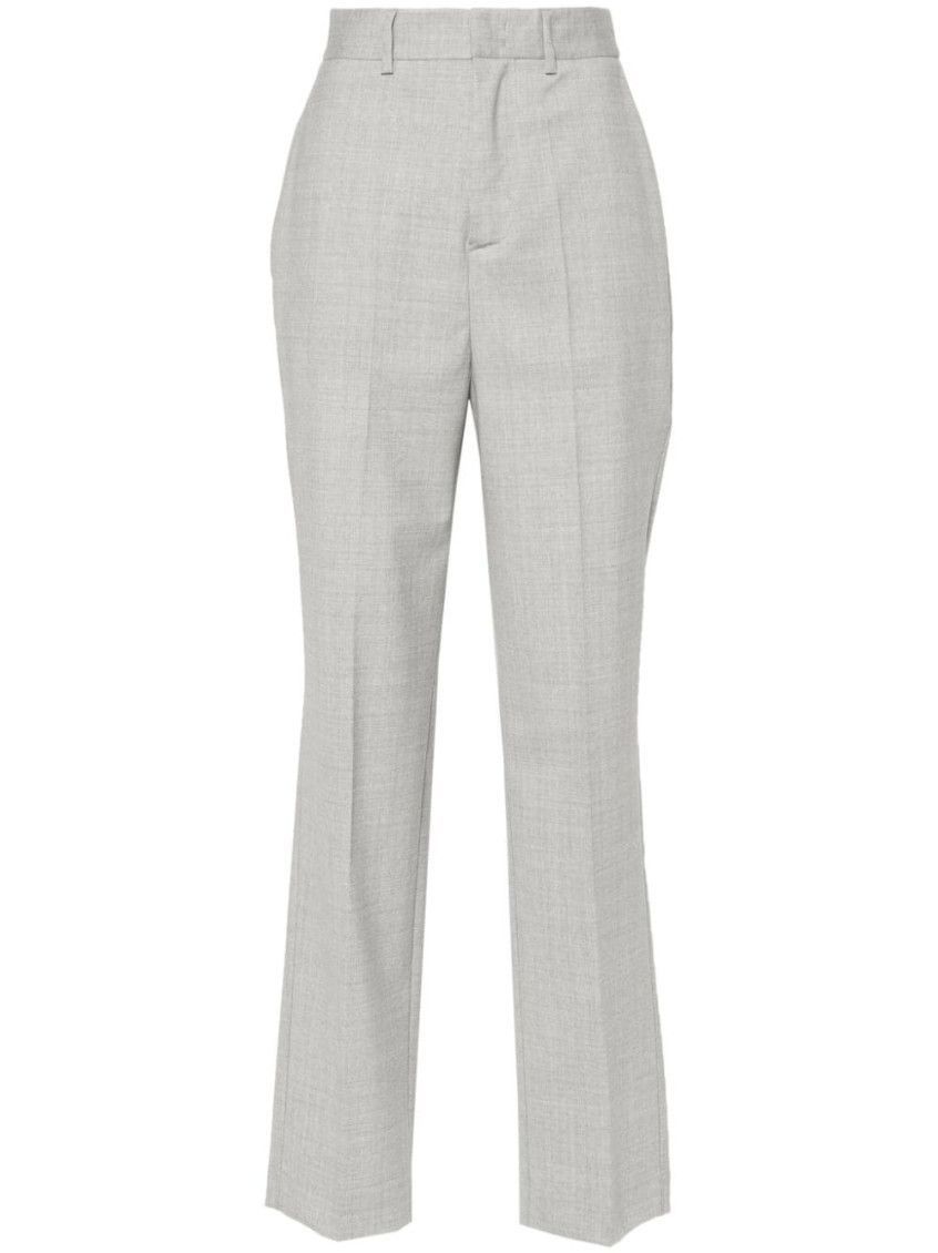 P.a.r.o.s.h High-waisted Wool Trousers With Crease Detail In Grey