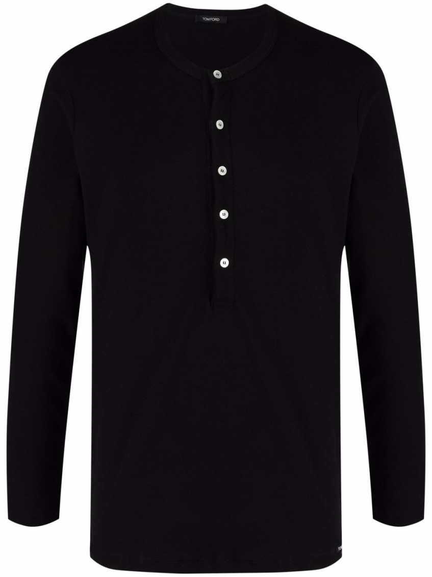 Tom Ford Short-button Fastening T-shirt In Black