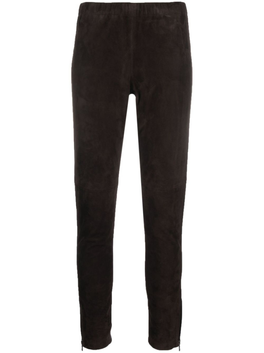 P.a.r.o.s.h Slim-cut Ankle-length Trousers In Goat Suede In Brown