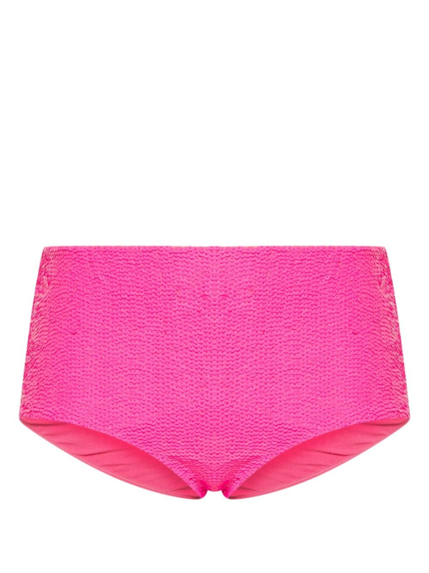 P.a.r.o.s.h Sequined High-waisted Bikini Bottoms In Fuchsia