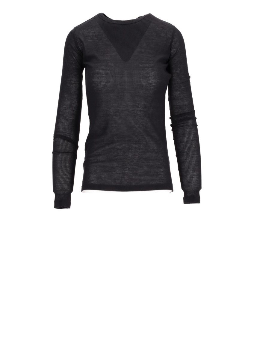 Ann Demeulemeester Slim Fit Long Sleeves T-shirt Viscose Cotton In Black