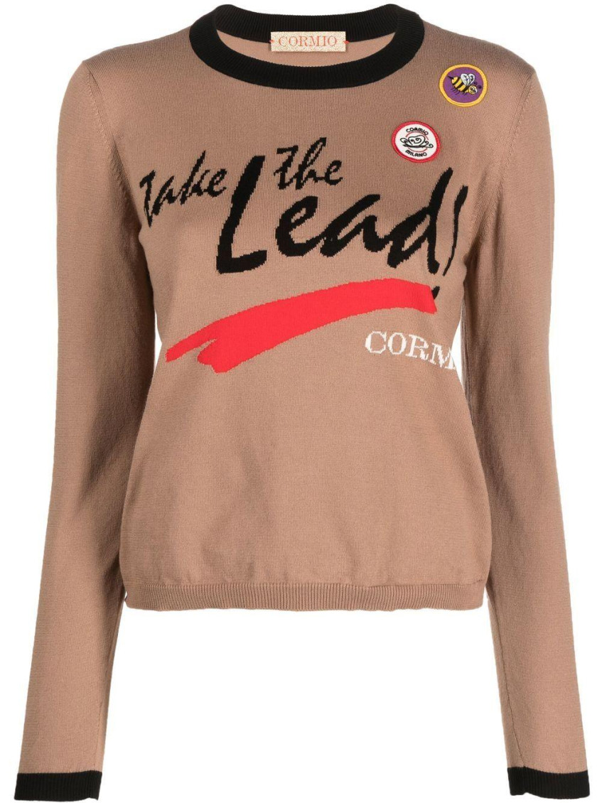 Shop Cormio Beige Take The Lead Knitted Jumper