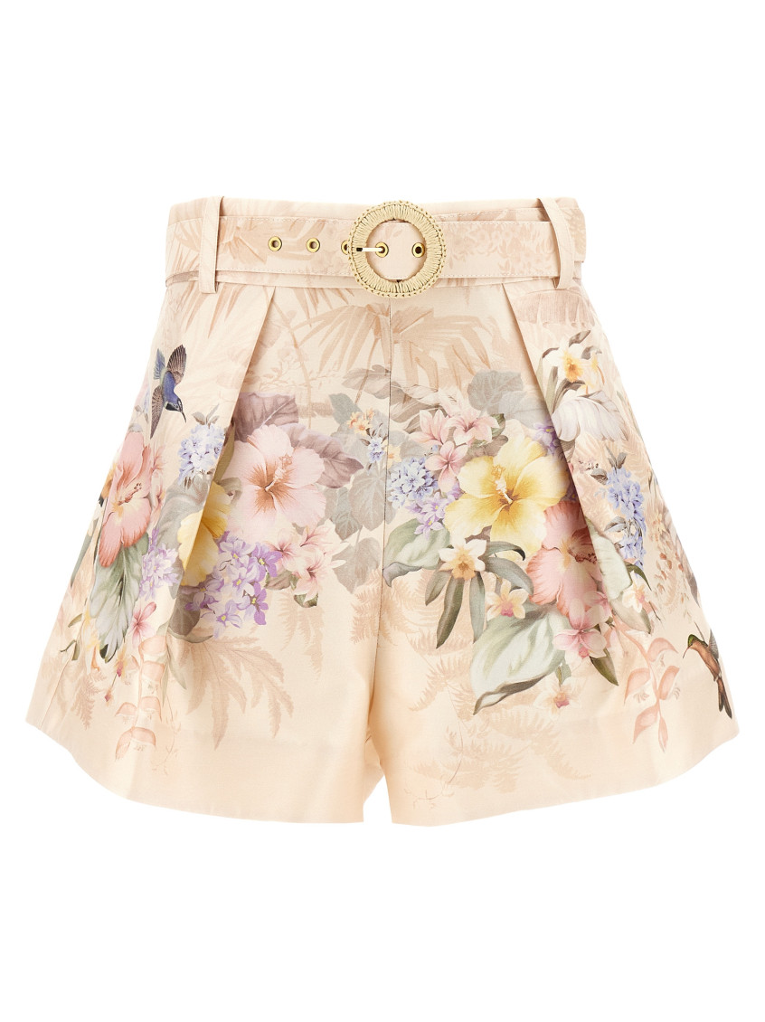 Zimmermann Printed Silk Shorts In Pink