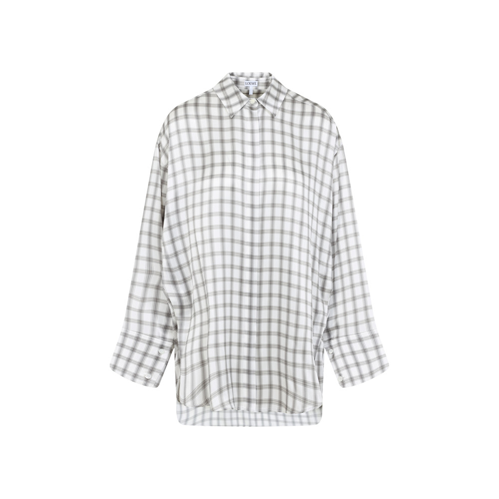 Loewe Checked Silk Shirt In White