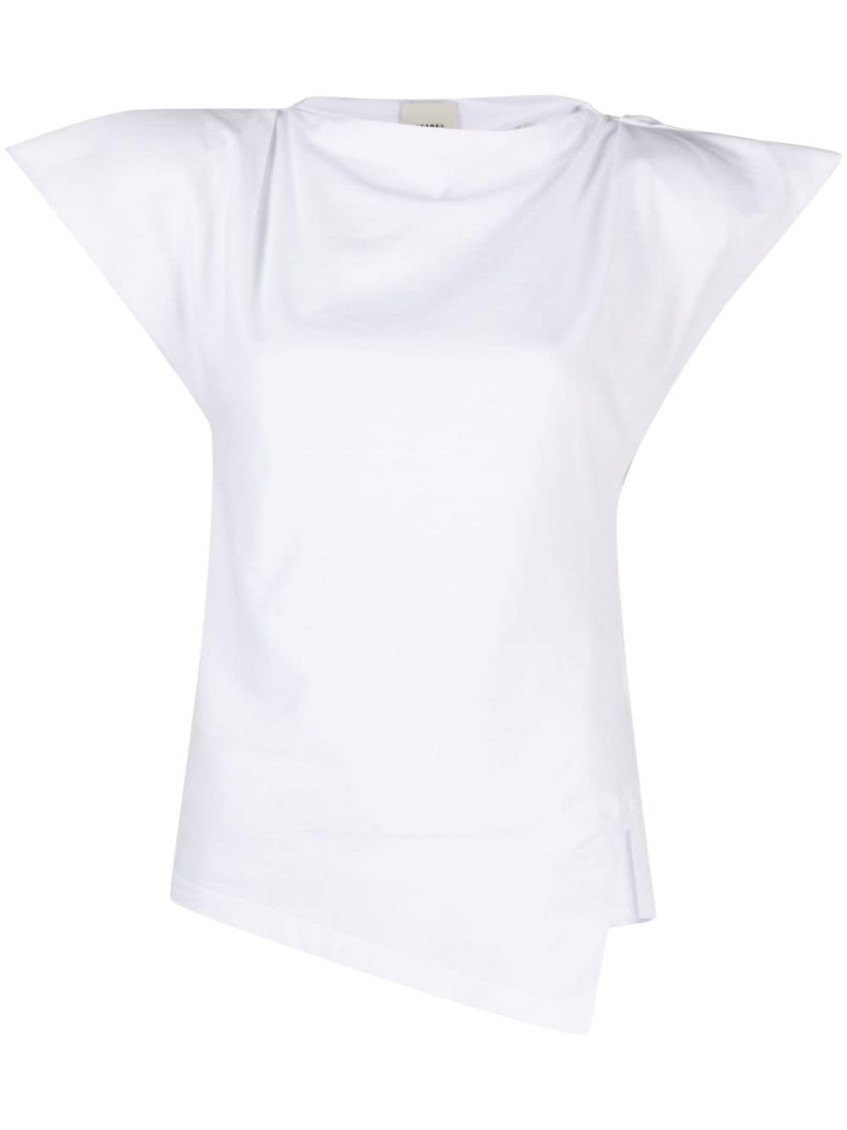Isabel Marant Padded Boat Neck T-shirt With Asymmetric Hem In White
