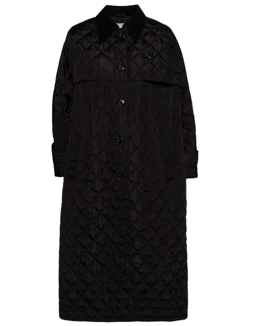 Prada Enamel Triangle-logo Parka In Black